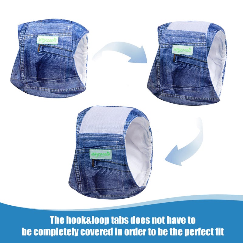 Wegreeco Jeans Washable Male Dog Diapers (Pack of 3) - Washable Male Dog Belly Wrap (Large - 18"- 21" Waist) - Image 5